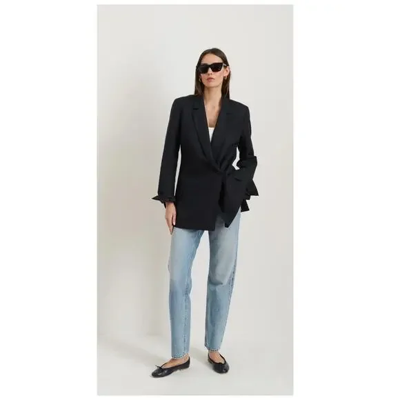 Alex Mill Soho Waisted Blazer in Linen & Cotton Size Small